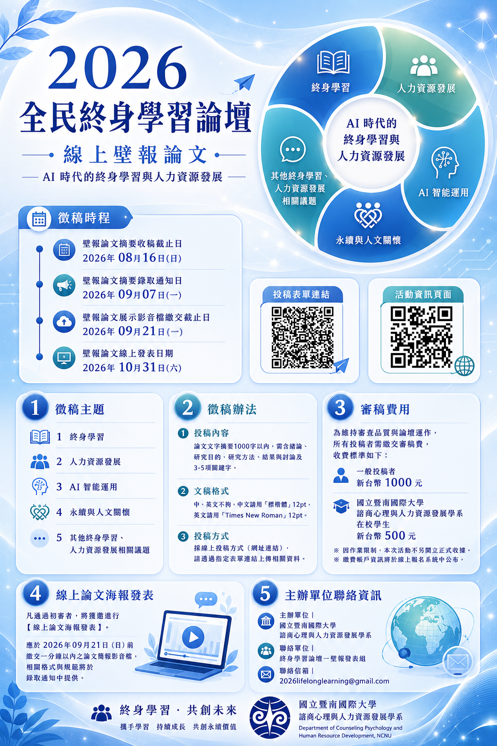 2026終身學習論壇-壁報論文徵稿海報